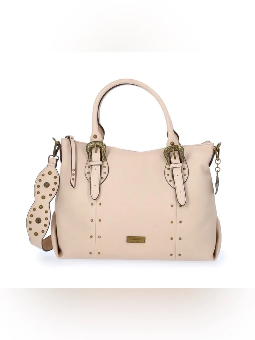 🆕 Jessica Simpson Cream Studded Satchel with Tassel Wallet NWT